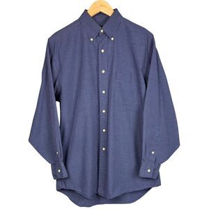 Vtg Tommy Hilfiger Shirt Mens Long Sleeve Cotton Check Button‎ Large Blue Y2K